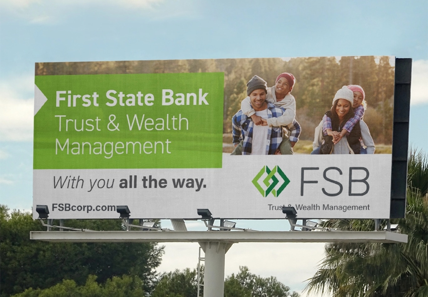 Billboard featuring First State Bank